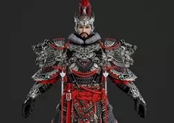 Ancient Chinese armor swordman Ancient Chinese Armored general Low-poly 3D model