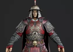 Ancient Chinese general armor Generals of Ming Dynasty warrior Low-poly 3D model