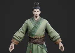 Ancient Chinese male swordman Ancient Chinese Clothing Hanfu Low-poly 3D model