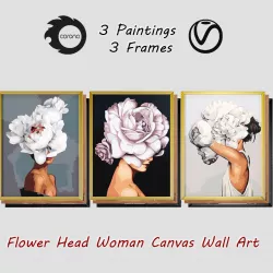 Art Frams 3- 3 Art Flower Head Woman By 3 Frams 3D model