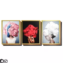 Art Frams 4- 3 Art Flower Head Woman By 3 Frams 3D model