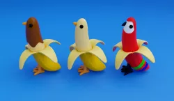 Banana birds Low-poly 3D model