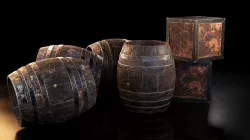 Barrels and Box barrel 3D model