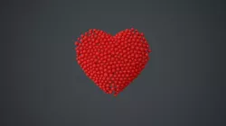 Beating Heart shape - forming animation from spheres 3D model