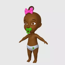 Black Baby Cartoon 3D model