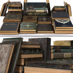 Book Stack Set Classic Old 3D model