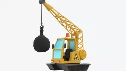 Cartoon Demolition Crane Low-poly 3D model