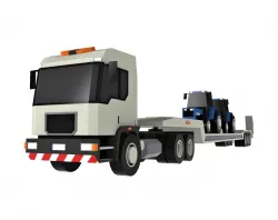 Cartoon Lowboy Trailer Truck With Tractor Low-poly 3D model