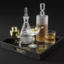 CB2 Barware Coffee Table Decor Set 3D model
