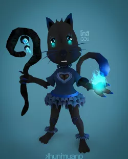 Character design is based on Thai black cat ghost Low-poly 3D model