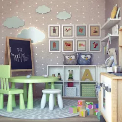 Children bedroom decor and furniture 3d model 3D model