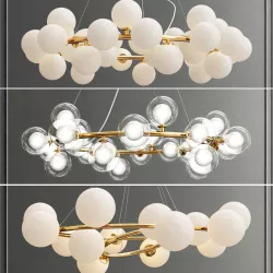 Collection of glass milk chandelier 3D model