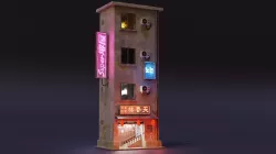 Cyberpunk Building Low-poly 3D model