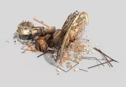 Destroyed Satellite Antenna Dish 3D model