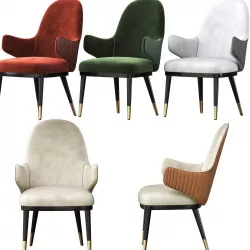 DIVA C B Upholstered fabric chai with armrests 3D model