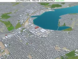 Dunedin City New Zealand 50Km Low-poly 3D model