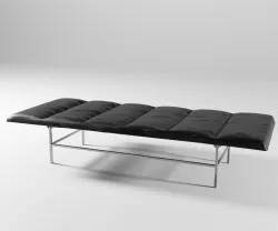 Ernest Industrial Loft Stainless Steel Black Leather Bench 3D model