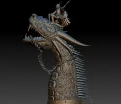 estatue knight and dragon zbrush obj 3D model