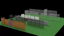 Fences and Walls Low-poly 3D model
