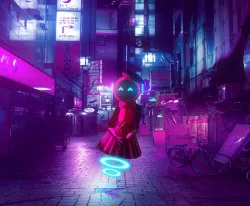Fluffy Assistant Robot Low-poly 3D model