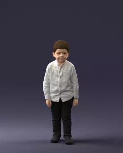 Frowning boy in a shirt 0278 3D model