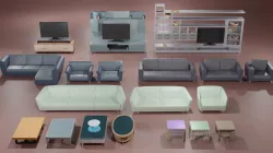 Furniture Set Low-poly 3D model