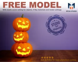 Jack O Lantern carved pumpkin Halloween ghost decoration 3D model