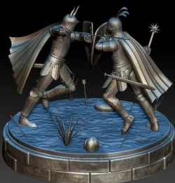 knight fighting 3D model