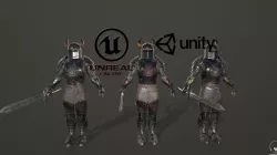 Knight with sword Low-poly 3D model