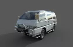 Low Poly Car - Mitsubishi Delica Star Wagon 1986 Low-poly 3D model