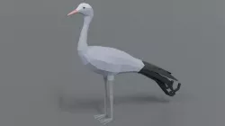 Low Poly Cartoon Blue Crane Low-poly 3D model