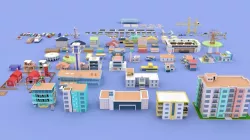 Low Poly City Pack Low-poly 3D model