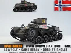 Low Poly Rikstanken light tank Low-poly 3D model