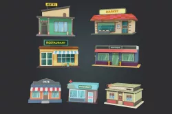 Low Poly Shops Model Low-poly 3D model