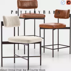 Maison Dining Chair Bar and Counter Stools 3D model