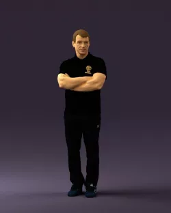 Man in black in close pose 0827 3D model