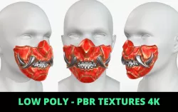 Mask Oni Samurai Mecha Low-poly 3D model