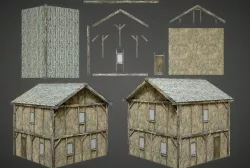 Medieval House Modular Low-poly 3D model