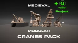 Medieval Modular Cranes Pack Low-poly 3D model