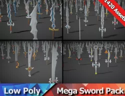 Modular Swords Mega Pack - 1200 Swords And 220 Sword Components Low-poly 3D model