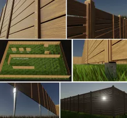 Modular Wood Fence 2 with horizontal bars 2 meter high Low-poly 3D model