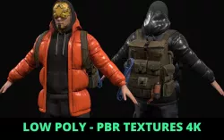 PBR Cyberpunk Robot Mecha Character - Male Low-poly 3D model