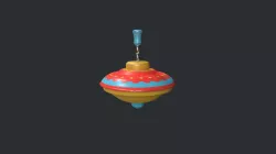 Red and Yellow Spinning Top - Vintage Toy Low-poly 3D model