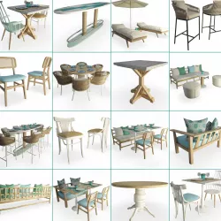 Restaurant Furniture Set 01 3D model