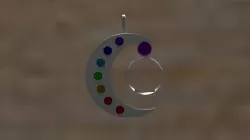 silver moon and pentagram amulet  3D model