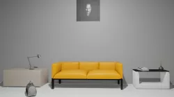some furniture modern sofa and table and bag and table lamp  3D model