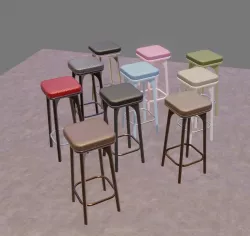 Stool 01 Low-poly 3D model