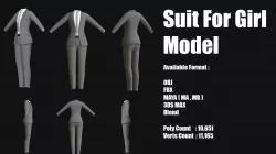 Suit For Girl Character Low-poly 3D model