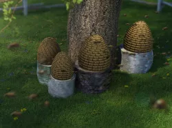 Traditional honey bee skep hive Low-poly 3D model