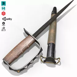 Trench knife M1917 Low-poly 3D model